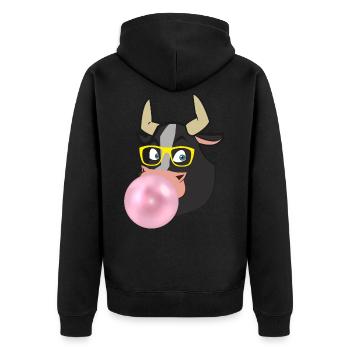 TAUREAU CHEWING-GUM LUNETTE Geschenkidee - Unisex Premium Bio Zip Hoodie - Schwarz - Hinten - Nico (187cm)