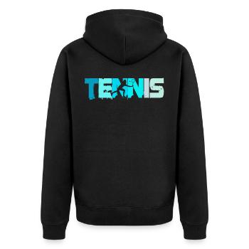 Tennis Trainer Tennisspieler Tennisspielerin - Unisex Premium Bio Zip Hoodie - Schwarz - Hinten - Nico (187cm)