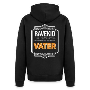 Dad Vater Papa Vatertag Rave Kid Techno Raver Bass - Unisex Premium Bio Zip Hoodie - Schwarz - Hinten - Nico (187cm)