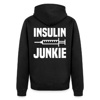 Diabetes Diabetiker Zuckerkrankheit - Unisex Premium Bio Zip Hoodie - Schwarz - Hinten - Nico (187cm)