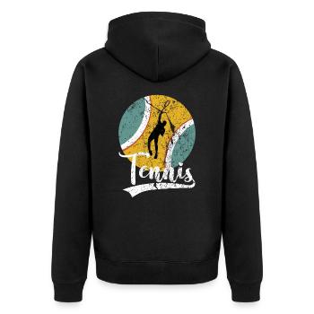 Tennis Trainer Tennisspieler Herren Retro Vintage - Unisex Premium Bio Zip Hoodie - Schwarz - Hinten - Nico (187cm)
