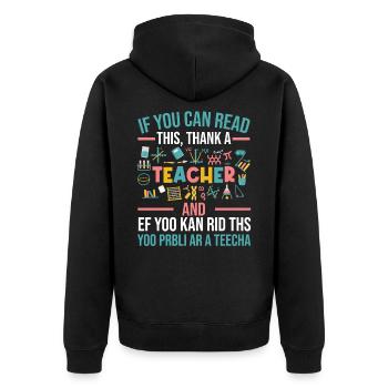 Vous Can Read This Thank A Teacher Drôle Professeur - Veste à capuche bio Premium Unisexe - noir - Dos - Nico (187cm)