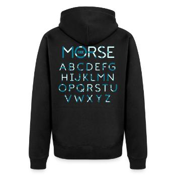 Morse Code Amateurfunker Funkamateur - Unisex Premium Bio Zip Hoodie - Schwarz - Hinten - Nico (187cm)