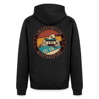 Amateurfunk ist Kontaktsport Geschenkidee - Unisex Premium Bio Zip Hoodie - Schwarz - Hinten - Nico (187cm)