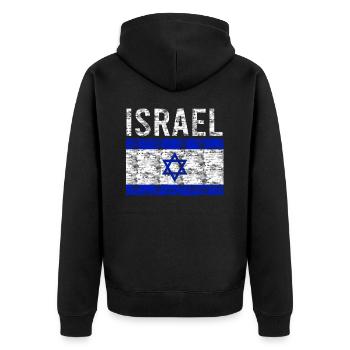 Drapeau d’Israël Vintage - Veste à capuche bio Premium Unisexe - noir - Dos - Nico (187cm)
