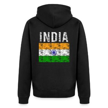 Inde drapeau vintage - Veste à capuche bio Premium Unisexe - noir - Dos - Nico (187cm)