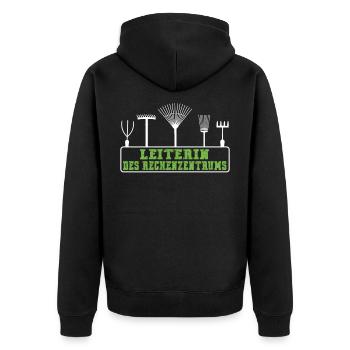 Leiterin des Rechenzentrums Gärtner Gartenarbeit - Unisex Premium Bio Zip Hoodie - Schwarz - Hinten - Nico (187cm)