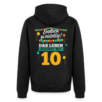 10 Geburtstag junge mädchen Geburtstagsshirt 10 - Unisex Premium Bio Zip Hoodie - Schwarz - Hinten - Nico (187cm)