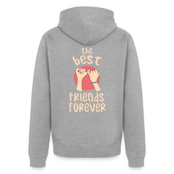 best friends - Unisex Premium Bio Zip Hoodie - Grau meliert - Hinten - Nico (187cm)