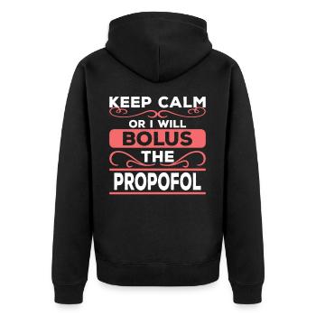 Anästhesie Arzt Propofol witz - Unisex Premium Bio Zip Hoodie - Schwarz - Hinten - Nico (187cm)