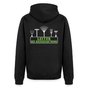Leiter des Rechenzentrums Gärtner Garten Arbeit - Unisex Premium Bio Zip Hoodie - Schwarz - Hinten - Nico (187cm)