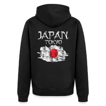 Japan Flagge - Unisex Premium Bio Zip Hoodie - Schwarz - Hinten - Nico (187cm)