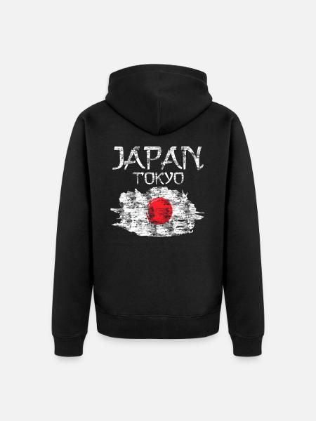 Japan Flag - Unisex Premium Organic Zip Hoodie - black