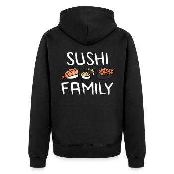Sushi - Unisex Premium Bio Zip Hoodie - Schwarz - Hinten - Nico (187cm)