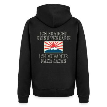 Japan - Unisex Premium Bio Zip Hoodie - Schwarz - Hinten - Nico (187cm)