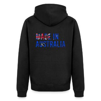 Australien Flagge Vintage - Unisex Premium Bio Zip Hoodie - Schwarz - Hinten - Nico (187cm)