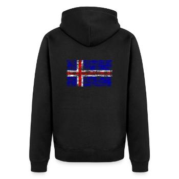 Island Flagge Vintage - Unisex Premium Bio Zip Hoodie - Schwarz - Hinten - Nico (187cm)