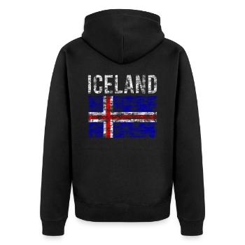 Island Flagge Vintage - Unisex Premium Bio Zip Hoodie - Schwarz - Hinten - Nico (187cm)