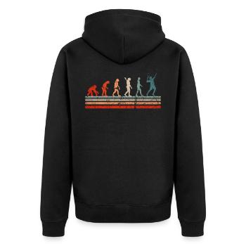 Tennis retro vintage Evolution für Tennisspieler - Unisex Premium Bio Zip Hoodie - Schwarz - Hinten - Nico (187cm)