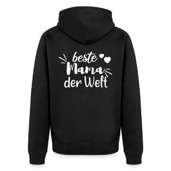 beste Mama - Unisex Premium Bio Zip Hoodie - Schwarz - Hinten - Nico (187cm)