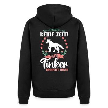 Irish Tinker Gypsy Cob Pferd Pferdemädchen - Unisex Premium Bio Zip Hoodie - Schwarz - Hinten - Nico (187cm)