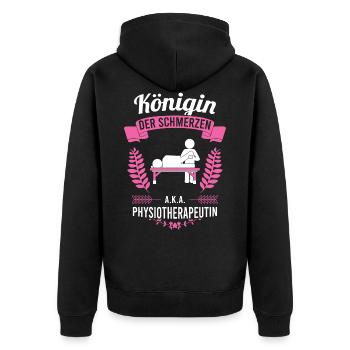Physiotherapeutin Physio lustiger Spruch - Unisex Premium Bio Zip Hoodie - Schwarz - Hinten - Nico (187cm)