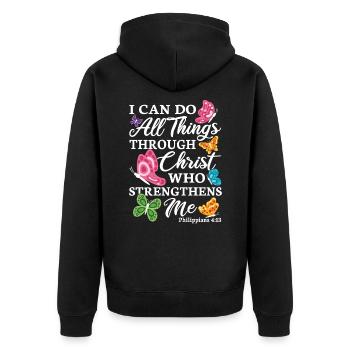 Do All Things Through Christ Religion Biblevers - Veste à capuche bio Premium Unisexe - noir - Dos - Nico (187cm)