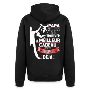idée cadeau pour papa, humour enfants et père - Veste à capuche bio Premium Unisexe - noir - Dos - Nico (187cm)