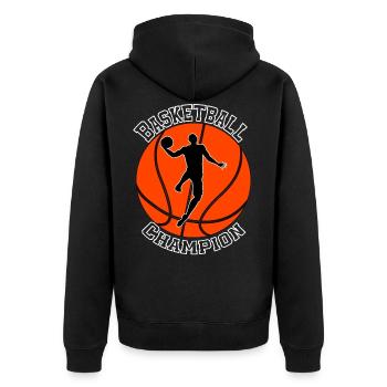 Basketballer Basketball Spieler Basketball Dunk - Unisex Premium Bio Zip Hoodie - Schwarz - Hinten - Nico (187cm)