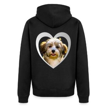 Havaneser - Havaneser Hund - Unisex Premium Bio Zip Hoodie - Schwarz - Hinten - Nico (187cm)