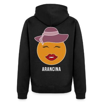 Arancina Sicilian specialità Maglietta - Unisex Premium Bio Zip Hoodie - Schwarz - Hinten - Nico (187cm)