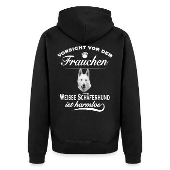 Weißer Schäferhund - Weißer Schäferhund Hund - Unisex Premium Bio Zip Hoodie - Schwarz - Hinten - Nico (187cm)