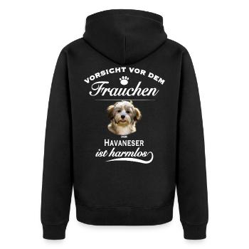 Havaneser - Havaneser Hund - Unisex Premium Bio Zip Hoodie - Schwarz - Hinten - Nico (187cm)