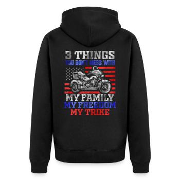 3 Choses que vous ne messes avec Freedom Family Trike - Veste à capuche bio Premium Unisexe - noir - Dos - Nico (187cm)