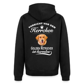 Golden Retriever - Golden Retriever Hund - Unisex Premium Bio Zip Hoodie - Schwarz - Hinten - Nico (187cm)