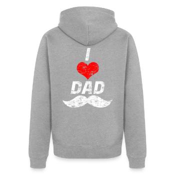 I love Dad - Unisex Premium Bio Zip Hoodie - Grau meliert - Hinten - Nico (187cm)