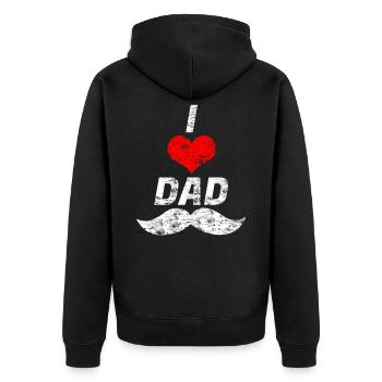 I love Dad - Unisex Premium Bio Zip Hoodie - Schwarz - Hinten - Nico (187cm)