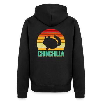 Chinchilla Vintage Design - Chinchilla Besitzer - Unisex Premium Bio Zip Hoodie - Schwarz - Hinten - Nico (187cm)