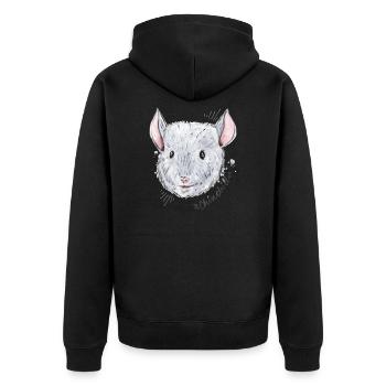 Retro Chinchilla Besitzer & Chinchilla Flüsterer - Unisex Premium Bio Zip Hoodie - Schwarz - Hinten - Nico (187cm)