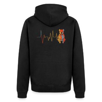 Pitbull Herzschlag Vintage Pit Bull Welpe Liebe - Unisex Premium Bio Zip Hoodie - Schwarz - Hinten - Nico (187cm)