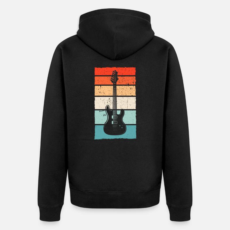 E Gitarre Retro - Unisex Premium Bio Zip Hoodie - Schwarz