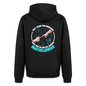 Gott schuf den Mensch Mathelehrer & Mathematiker - Unisex Premium Bio Zip Hoodie - Schwarz - Hinten - Nico (187cm)