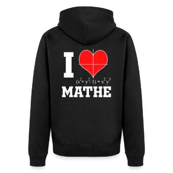 I Love Mathe - Mathematiker & Mathelehrer Herz - Unisex Premium Bio Zip Hoodie - Schwarz - Hinten - Nico (187cm)