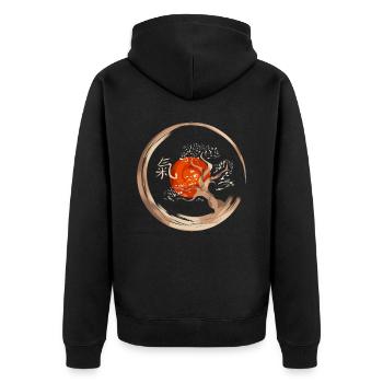 Qigong Bonsaï Circle Symbole de l’énergie chinoise - Veste à capuche bio Premium Unisexe - noir - Dos - Nico (187cm)