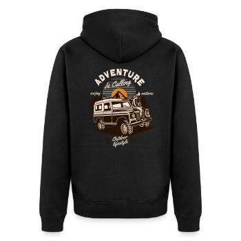 L’aventure appelle le véhicule tout-terrain hors route extérieur - Veste à capuche bio Premium Unisexe - noir - Dos - Nico (187cm)