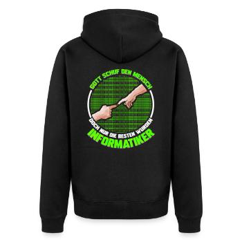 Gott schuf Mensch die besten wurden Informatiker - Unisex Premium Bio Zip Hoodie - Schwarz - Hinten - Nico (187cm)