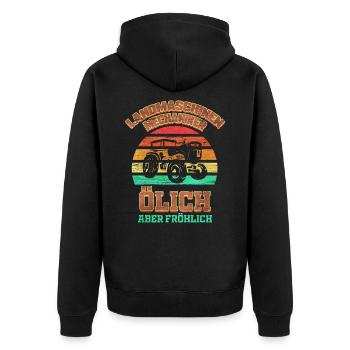 Agricultural machinery mechanic Ölich but cheerful retro - Unisex Premium Organic Zip Hoodie - black - Back - Nico (187cm)