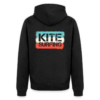 Kite Surfing Retro - Unisex Premium Bio Zip Hoodie - Schwarz - Hinten - Nico (187cm)