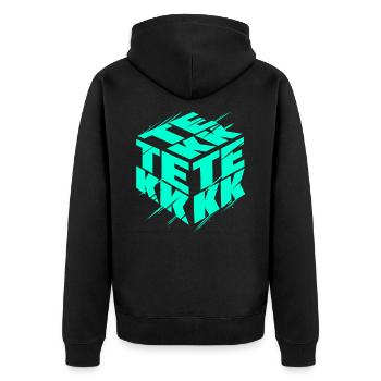 Tekk Music Hardtekk Musik & Raver - Unisex Premium Bio Zip Hoodie - Schwarz - Hinten - Nico (187cm)