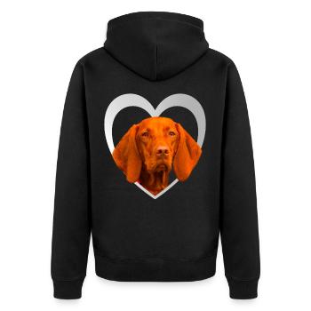 I Love my Vizsla - Herz Hund - Vizsla - Unisex Premium Bio Zip Hoodie - Schwarz - Hinten - Nico (187cm)